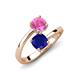 5 - Jianna 6.00 mm Cushion Lab Created Blue Sapphire and Round Lab Created Pink Sapphire 2 Stone Promise Ring 