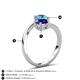 6 - Jianna 6.00 mm Cushion Lab Created Blue Sapphire and Round Blue Topaz 2 Stone Promise Ring 