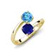 5 - Jianna 6.00 mm Cushion Lab Created Blue Sapphire and Round Blue Topaz 2 Stone Promise Ring 