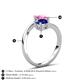 6 - Jianna 6.00 mm Cushion Lab Created Blue Sapphire and Round Lab Created Pink Sapphire 2 Stone Promise Ring 