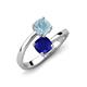5 - Jianna 6.00 mm Cushion Lab Created Blue Sapphire and Round Aquamarine 2 Stone Promise Ring 