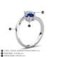 6 - Jianna 6.00 mm Cushion Lab Created Blue Sapphire and Round Aquamarine 2 Stone Promise Ring 