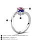 6 - Jianna 6.00 mm Cushion Lab Created Blue Sapphire and Round Pink Tourmaline 2 Stone Promise Ring 