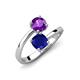 5 - Jianna 6.00 mm Cushion Lab Created Blue Sapphire and Round Amethyst 2 Stone Promise Ring 