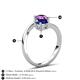 6 - Jianna 6.00 mm Cushion Lab Created Blue Sapphire and Round Amethyst 2 Stone Promise Ring 