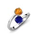 5 - Jianna 6.00 mm Cushion Lab Created Blue Sapphire and Round Citrine 2 Stone Promise Ring 
