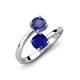 5 - Jianna 6.00 mm Cushion Lab Created Blue Sapphire and Round Iolite 2 Stone Promise Ring 