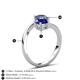 6 - Jianna 6.00 mm Cushion Lab Created Blue Sapphire and Round Iolite 2 Stone Promise Ring 