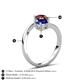 6 - Jianna 6.00 mm Cushion Lab Created Blue Sapphire and Round Red Garnet 2 Stone Promise Ring 