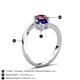 6 - Jianna 6.00 mm Cushion Lab Created Blue Sapphire and Round Rhodolite Garnet 2 Stone Promise Ring 