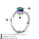 6 - Jianna 6.00 mm Cushion Lab Created Blue Sapphire and Round Emerald 2 Stone Promise Ring 