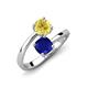 5 - Jianna 6.00 mm Cushion Lab Created Blue Sapphire and Round Lab Created Yellow Sapphire 2 Stone Promise Ring 