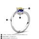 6 - Jianna 6.00 mm Cushion Lab Created Blue Sapphire and Round Lab Created Yellow Sapphire 2 Stone Promise Ring 