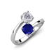 5 - Jianna 6.00 mm Cushion Lab Created Blue Sapphire and Round White Sapphire 2 Stone Promise Ring 
