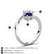6 - Jianna 6.00 mm Cushion Lab Created Blue Sapphire and Round White Sapphire 2 Stone Promise Ring 