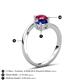 6 - Jianna 6.00 mm Cushion Lab Created Blue Sapphire and Round Ruby 2 Stone Promise Ring 