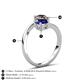 6 - Jianna 6.00 mm Cushion Lab Created Blue Sapphire and Round Smoky Quartz 2 Stone Promise Ring 