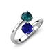 5 - Jianna 6.00 mm Cushion Lab Created Blue Sapphire and Round London Blue Topaz 2 Stone Promise Ring 