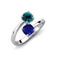 5 - Jianna 6.00 mm Cushion Lab Created Blue Sapphire and Round Blue Diamond 2 Stone Promise Ring 