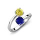 5 - Jianna 6.00 mm Cushion Lab Created Blue Sapphire and Round Yellow Diamond 2 Stone Promise Ring 