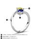 6 - Jianna 6.00 mm Cushion Lab Created Blue Sapphire and Round Yellow Diamond 2 Stone Promise Ring 