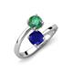 5 - Jianna 6.00 mm Cushion Lab Created Blue Sapphire and Round Lab Created Alexandrite 2 Stone Promise Ring 
