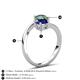 6 - Jianna 6.00 mm Cushion Lab Created Blue Sapphire and Round Lab Created Alexandrite 2 Stone Promise Ring 