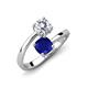 5 - Jianna 6.00 mm Cushion Lab Created Blue Sapphire and Round Forever Brilliant Moissanite 2 Stone Promise Ring 