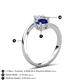 6 - Jianna 6.00 mm Cushion Lab Created Blue Sapphire and Round Forever Brilliant Moissanite 2 Stone Promise Ring 