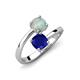 5 - Jianna 6.00 mm Cushion Lab Created Blue Sapphire and Round Opal 2 Stone Promise Ring 