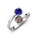 5 - Jianna 6.00 mm Cushion Smoky Quartz and Round Blue Sapphire 2 Stone Promise Ring 