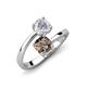 5 - Jianna 6.00 mm Cushion Smoky Quartz and Round White Sapphire 2 Stone Promise Ring 