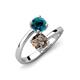 5 - Jianna 6.00 mm Cushion Smoky Quartz and Round Blue Diamond 2 Stone Promise Ring 