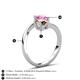 6 - Jianna 6.00 mm Cushion Smoky Quartz and Round Lab Created Pink Sapphire 2 Stone Promise Ring 