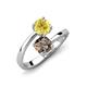 5 - Jianna 6.00 mm Cushion Smoky Quartz and Round Lab Created Yellow Sapphire 2 Stone Promise Ring 