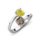 5 - Jianna 6.00 mm Cushion Smoky Quartz and Round Yellow Diamond 2 Stone Promise Ring 