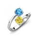 5 - Jianna 6.00 mm Cushion Lab Created Yellow Sapphire and Round Blue Topaz 2 Stone Promise Ring 