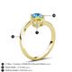 6 - Jianna 6.00 mm Cushion Lab Created Yellow Sapphire and Round Blue Topaz 2 Stone Promise Ring 