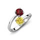 5 - Jianna 6.00 mm Cushion Lab Created Yellow Sapphire and Round Red Garnet 2 Stone Promise Ring 