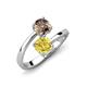 5 - Jianna 6.00 mm Cushion Lab Created Yellow Sapphire and Round Smoky Quartz 2 Stone Promise Ring 