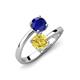5 - Jianna 6.00 mm Cushion Lab Created Yellow Sapphire and Round Blue Sapphire 2 Stone Promise Ring 