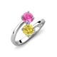 5 - Jianna 6.00 mm Cushion Lab Created Yellow Sapphire and Round Lab Created Pink Sapphire 2 Stone Promise Ring 