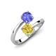 5 - Jianna 6.00 mm Cushion Lab Created Yellow Sapphire and Round Tanzanite 2 Stone Promise Ring 
