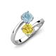 5 - Jianna 6.00 mm Cushion Lab Created Yellow Sapphire and Round Aquamarine 2 Stone Promise Ring 