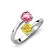5 - Jianna 6.00 mm Cushion Lab Created Yellow Sapphire and Round Pink Tourmaline 2 Stone Promise Ring 