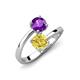 5 - Jianna 6.00 mm Cushion Lab Created Yellow Sapphire and Round Amethyst 2 Stone Promise Ring 