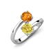 5 - Jianna 6.00 mm Cushion Lab Created Yellow Sapphire and Round Citrine 2 Stone Promise Ring 