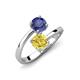 5 - Jianna 6.00 mm Cushion Lab Created Yellow Sapphire and Round Iolite 2 Stone Promise Ring 
