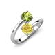 5 - Jianna 6.00 mm Cushion Lab Created Yellow Sapphire and Round Peridot 2 Stone Promise Ring 