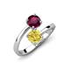 5 - Jianna 6.00 mm Cushion Lab Created Yellow Sapphire and Round Rhodolite Garnet 2 Stone Promise Ring 